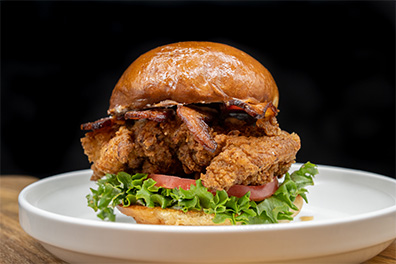 Fried Chicken Sandwich made for takeout near Collingswood, New Jersey.