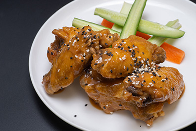 Maple BBQ Wings prepped for chicken wing delivery services near Barclay-Kingston, Cherry Hill, New Jersey.